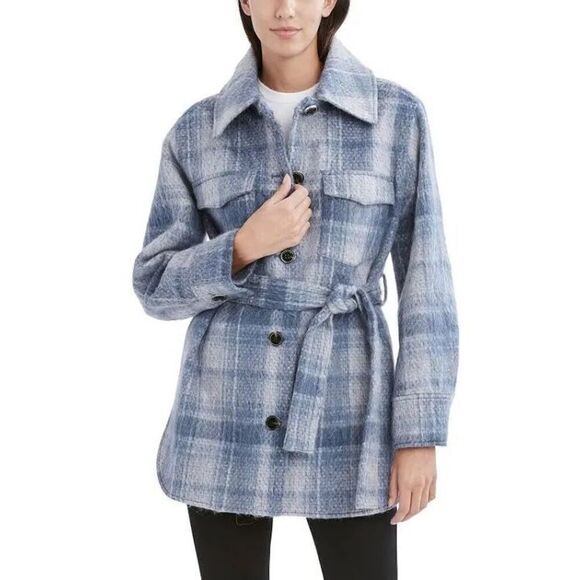 Tahari Sky Blue Stacie Wool Blend Peacoat Size XS Classic Cozy Fall Winter - Picture 1 of 9